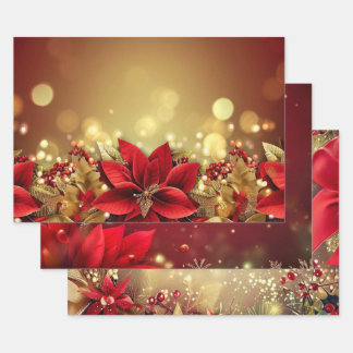 Elegant christmas red gold luxury original wrapping paper sheet