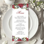 Elegant Christmas Red Poinsettia Wedding Menu Card<br><div class="desc">For further customisation,  please click the "customise further" link and use our design tool to modify this template.</div>