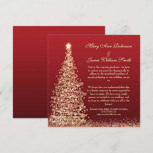 Elegant Christmas Reduced Wedding Red Invitation