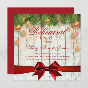 Elegant Christmas Rehearsal Dinner Gold Decor Invitation