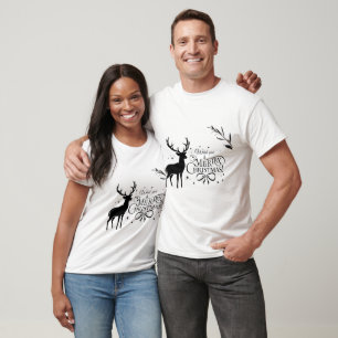 Elegant Christmas Reindeer Art with Holiday Wishes T-Shirt