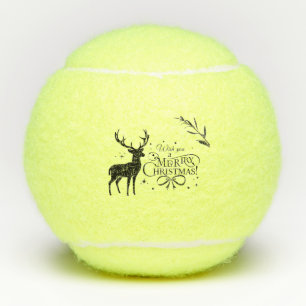 Elegant Christmas Reindeer Art with Holiday Wishes Tennis Balls