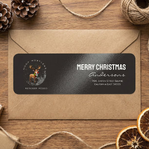 Elegant christmas reindeer black return address