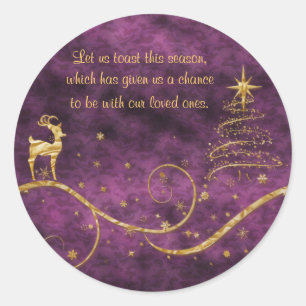 Elegant Christmas reindeer greetings wishes Classic Round Sticker