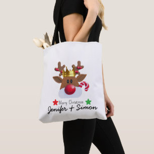 Elegant christmas reindeer tote bag