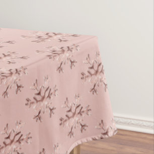 Elegant Christmas Rose Gold Snowflakes Pattern Tab Tablecloth