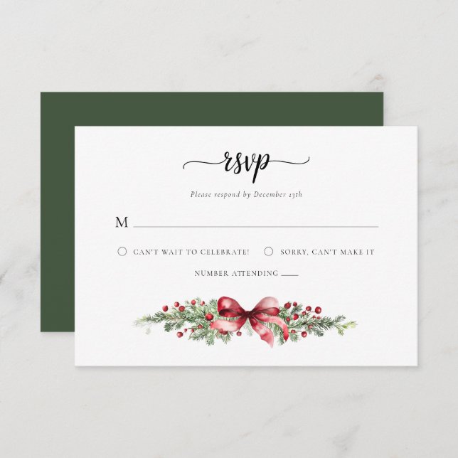 Elegant Christmas RSVP Card (Front/Back)