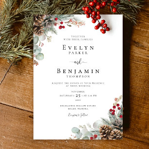 Elegant Christmas Rustic Winter Wedding Invitation