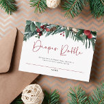 Elegant Christmas Santa Baby Shower Diaper Raffle Enclosure Card<br><div class="desc">A Santa Baby is coming to town! A watercolor Christmas baby shower diaper raffle card featuring winter berries,  pine cones and greenery foliage.</div>
