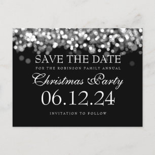 Elegant Christmas Save The Date Silver Lights Announcement Postcard