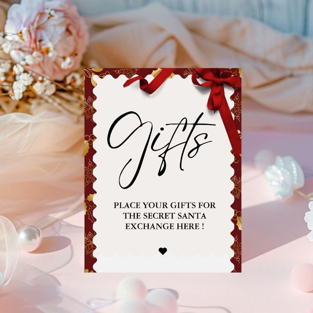 Elegant christmas Secret Santa Gifts Exchange Sign (Creator Uploaded)
