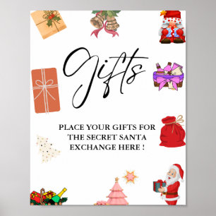 Elegant christmas Secret Santa Gifts Exchange Sign