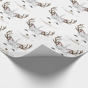 Elegant Christmas silver glitter unicorn deer Wrapping Paper