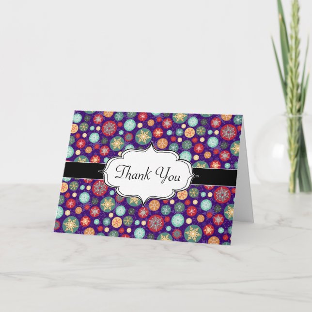 Elegant Christmas Ski Season Snowflakes Holiday Card (Front)