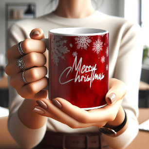 Elegant christmas snow flakes red COFFEE MUG