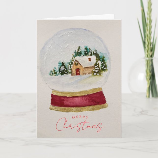 Elegant Christmas Snow Globe Greeting Card (Front)