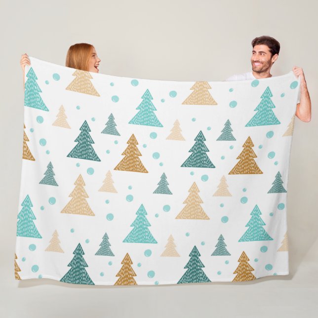 Elegant Christmas Snowflake design tree Fleece Blanket (In Situ)