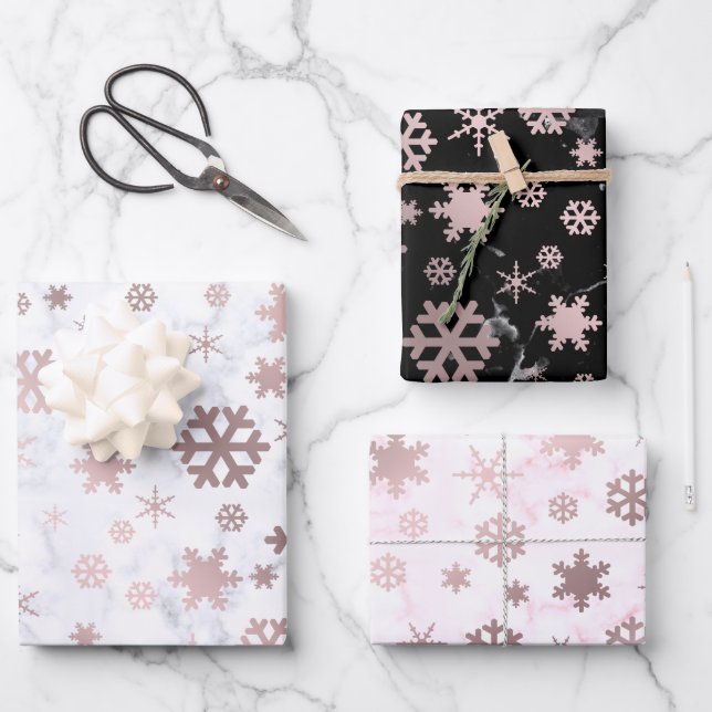 Elegant Christmas snowflake marble pattern   Wrapping Paper Sheet (Front)