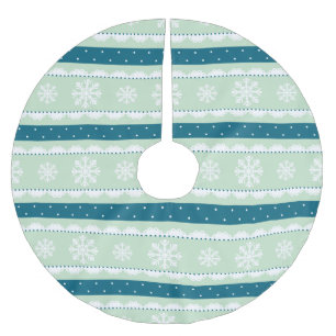 Elegant Christmas Snowflake Mint Polka Dot Pattern Brushed Polyester Tree Skirt