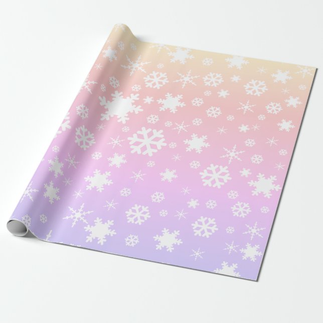 Elegant Christmas snowflake pattern holographic Wrapping Paper (Unrolled)