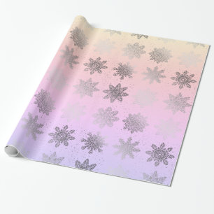 Elegant Christmas snowflake pattern holographic Wrapping Paper