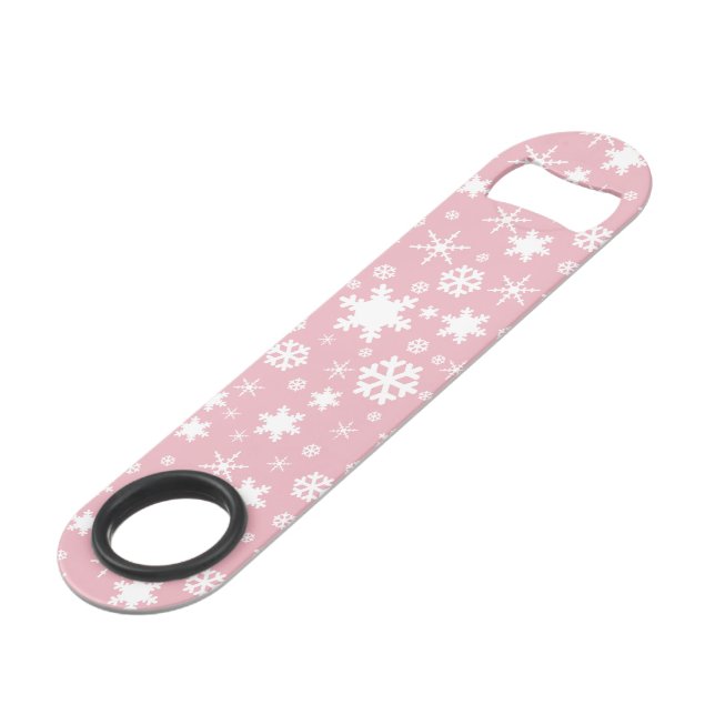 Elegant Christmas snowflake pattern pastel pink (Front Angled)