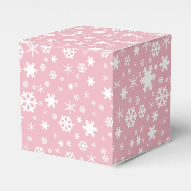 Elegant Christmas snowflake pattern pastel pink Favour Box (Front Side)