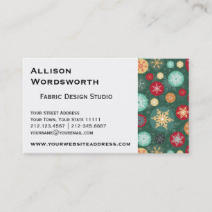 Elegant Christmas Snowflake Polka Dot Pattern Business Card