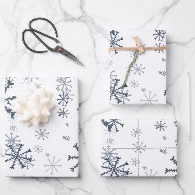 Elegant Christmas snowflakes pattern Wrapping Paper Sheet (Front)
