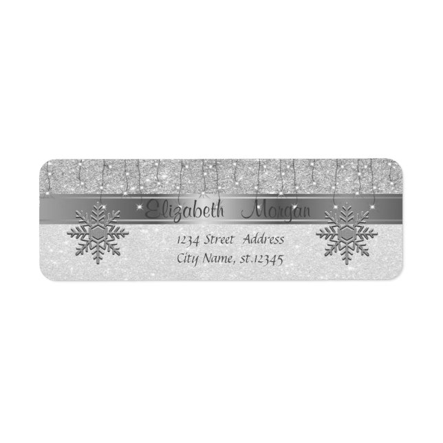 Elegant ,Christmas,Snowflakes  Silver Glittery (Front)