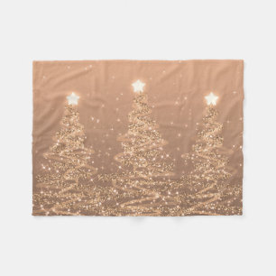 Elegant Christmas Sparkling Trees Copper Fleece Blanket
