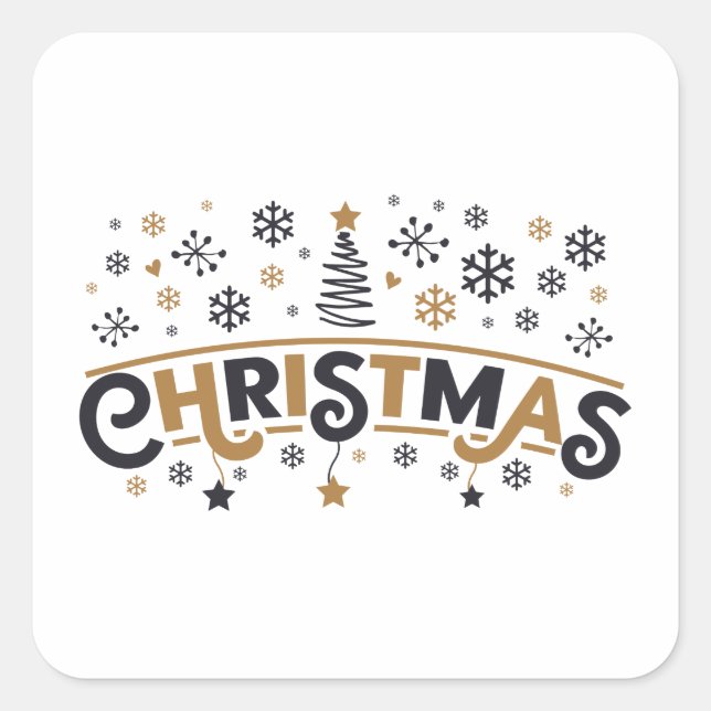 Elegant Christmas Square Sticker (Front)