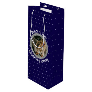 Elegant Christmas Stars Photo & Name Dark Purple Wine Gift Bag