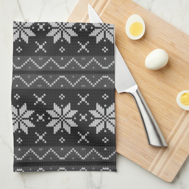 Elegant Christmas Sweater Scandinavian Knit Tea Towel (Quarter Fold)