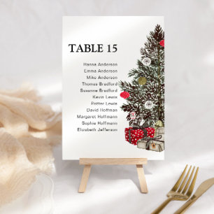 Elegant Christmas Table Card Numbers Seating Chart