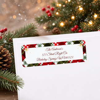 Elegant Christmas Tartan Plaid Return Address