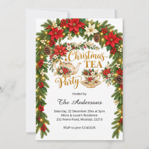 Elegant Christmas Tea Holiday Party Invitation