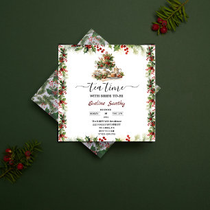 Elegant Christmas Tea Party Floral Bridal Shower Invitation
