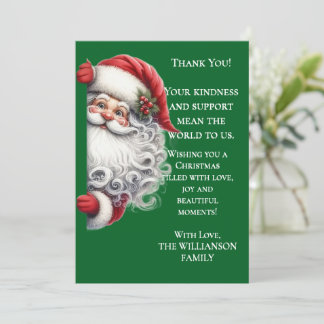 Elegant Christmas Thank You Card with Santa & Gold