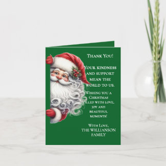 Elegant Christmas Thank You Card with Santa & Gold