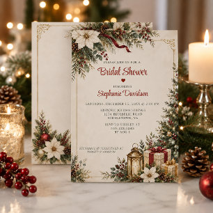 Elegant Christmas Themed Bridal Shower Invitation
