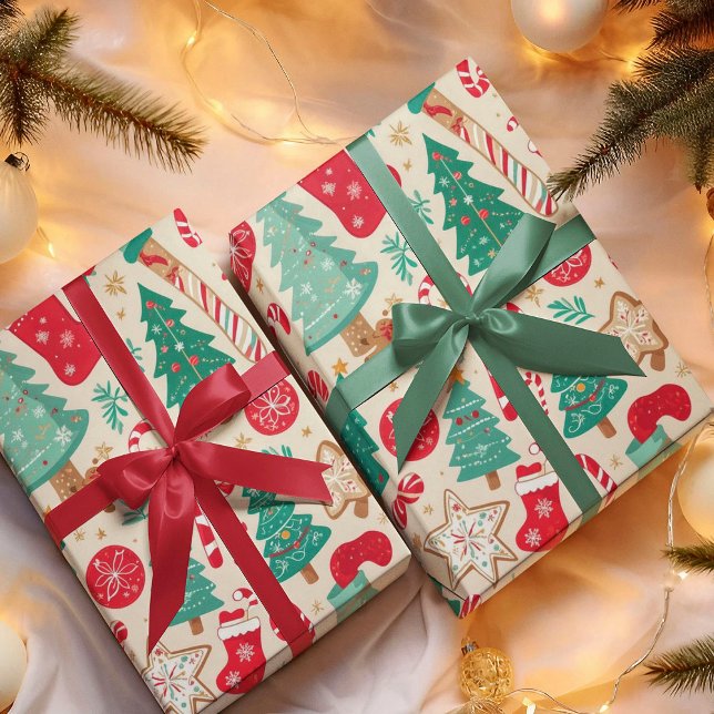 Elegant Christmas Traditional Elements Pattern  Wrapping Paper (Creator Uploaded)