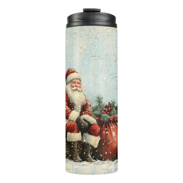 Elegant Christmas Travel Mug – Holiday Thermal Cup (Front)