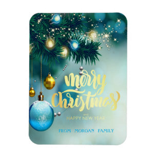Elegant Christmas Tree,Balls,Stars Holiday Magnet