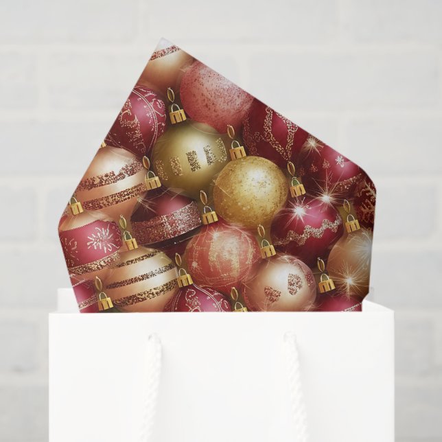 Elegant Christmas Tree Baubles Decorations Holiday Tissue Paper (Gift Bag)