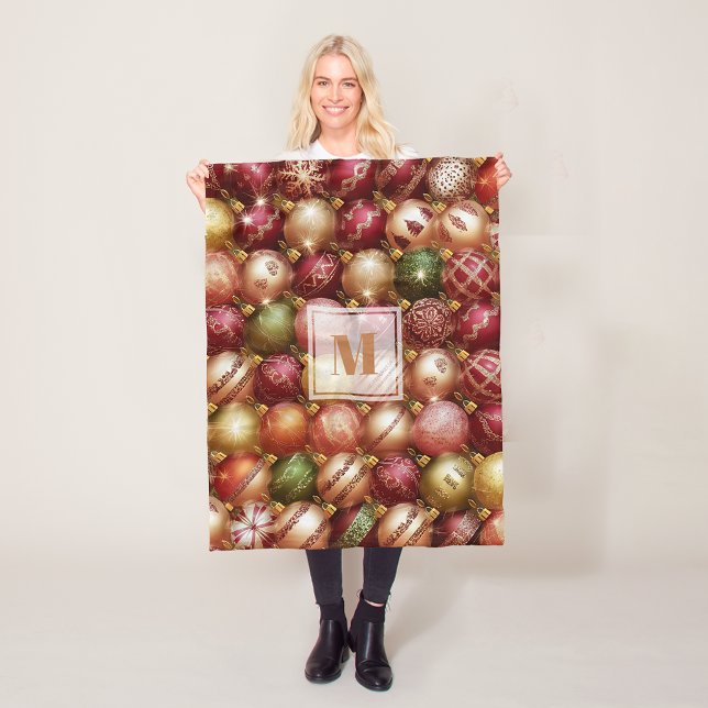 Elegant Christmas Tree Baubles Fleece Blanket (Elegant Christmas Tree Baubles Fleece Blanket - SMALL 30" x 40" shown of 3 sizes)