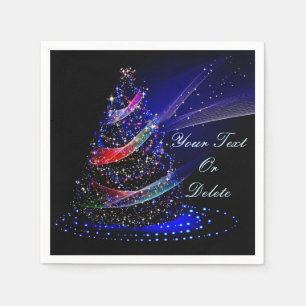 Elegant  Christmas Tree Blue Pink Glittery Napkins