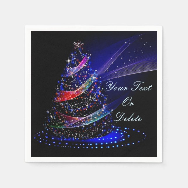 Elegant  Christmas Tree Blue Pink Glittery Napkins (Front)
