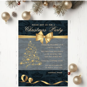 Elegant Christmas Tree ,Bow,Christmas Party Invitation