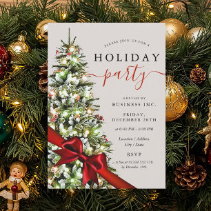 Elegant Christmas Tree Bow Corporate Holiday  Invitation
